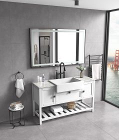 72 in. W x 36 in. H Black Framed LED Single Bathroom Vanity Mirror in Polished Crystal Bathroom Vanity LED Mirror with 3 Color