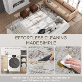 9x12 Boho Area Rug, Machine Washable Carpet For Living Room, Bedroom, Dining Room, Kitchen, Home Office, Brown (Option: BROWN)